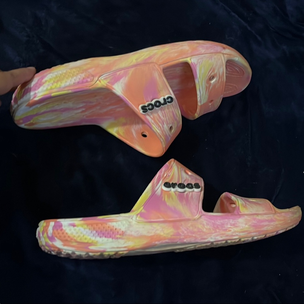 CROCS Pink and Orange Artistic Sandals - Picture 4 of 5